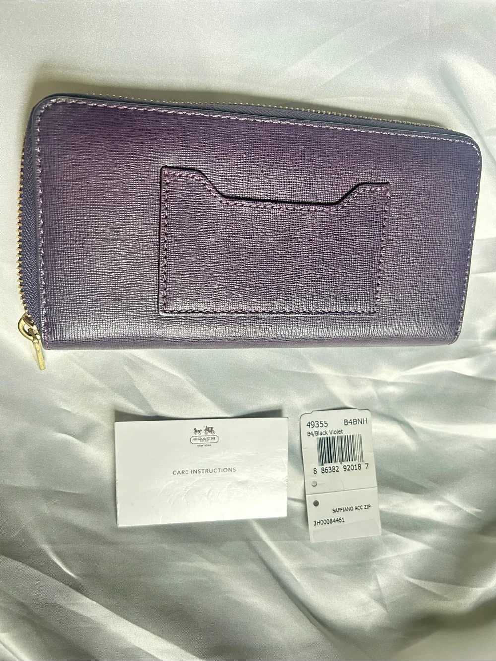 Coach Saffiano Leather Zip Wallet in Eggplant - Picture 3 of 3